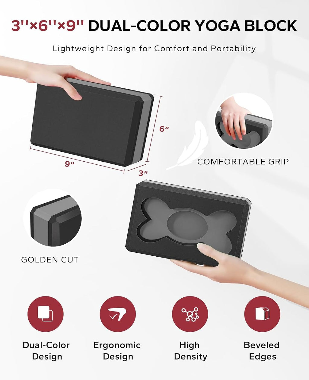 2‑Pack High‑Density Non‑Slip EVA Foam Yoga Blocks