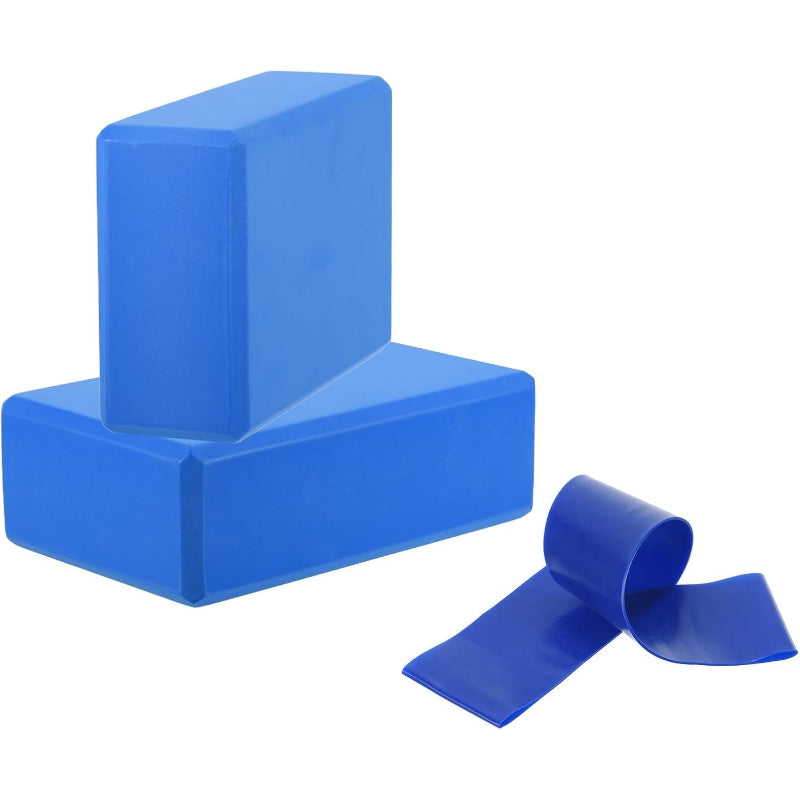 2‑Pack EVA Foam Yoga Blocks with Resistance Band Set