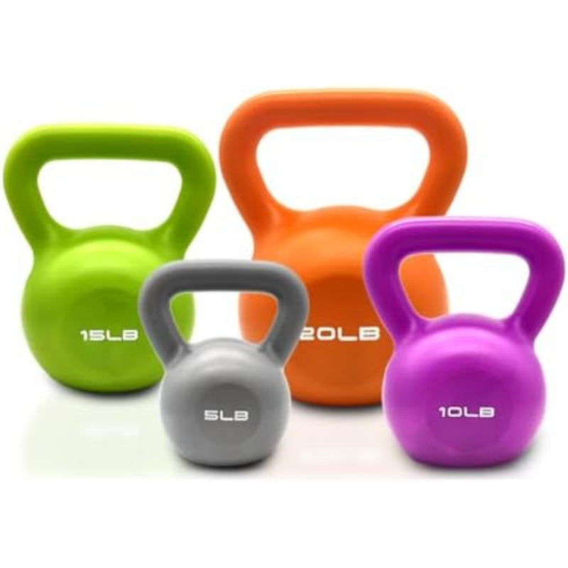 4‑Piece Vinyl Coated Kettlebell Set