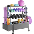 4‑Tier Movable Weight Storage Rack with Casters