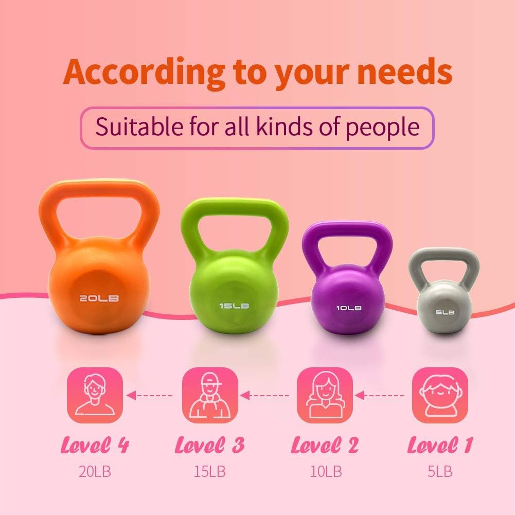 4‑Piece Vinyl Coated Kettlebell Set