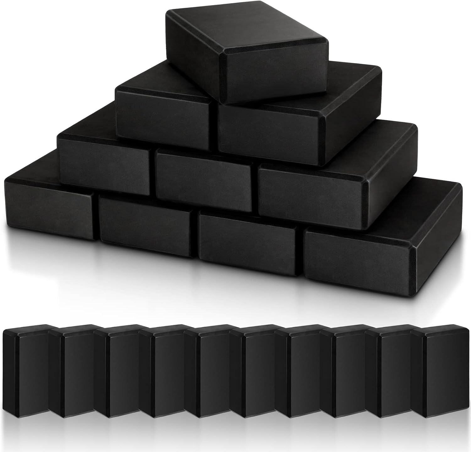 10‑Pcs Black Non‑Slip EVA Foam Yoga Blocks