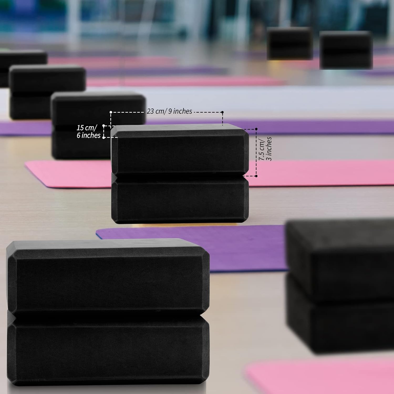 10‑Pcs Black Non‑Slip EVA Foam Yoga Blocks