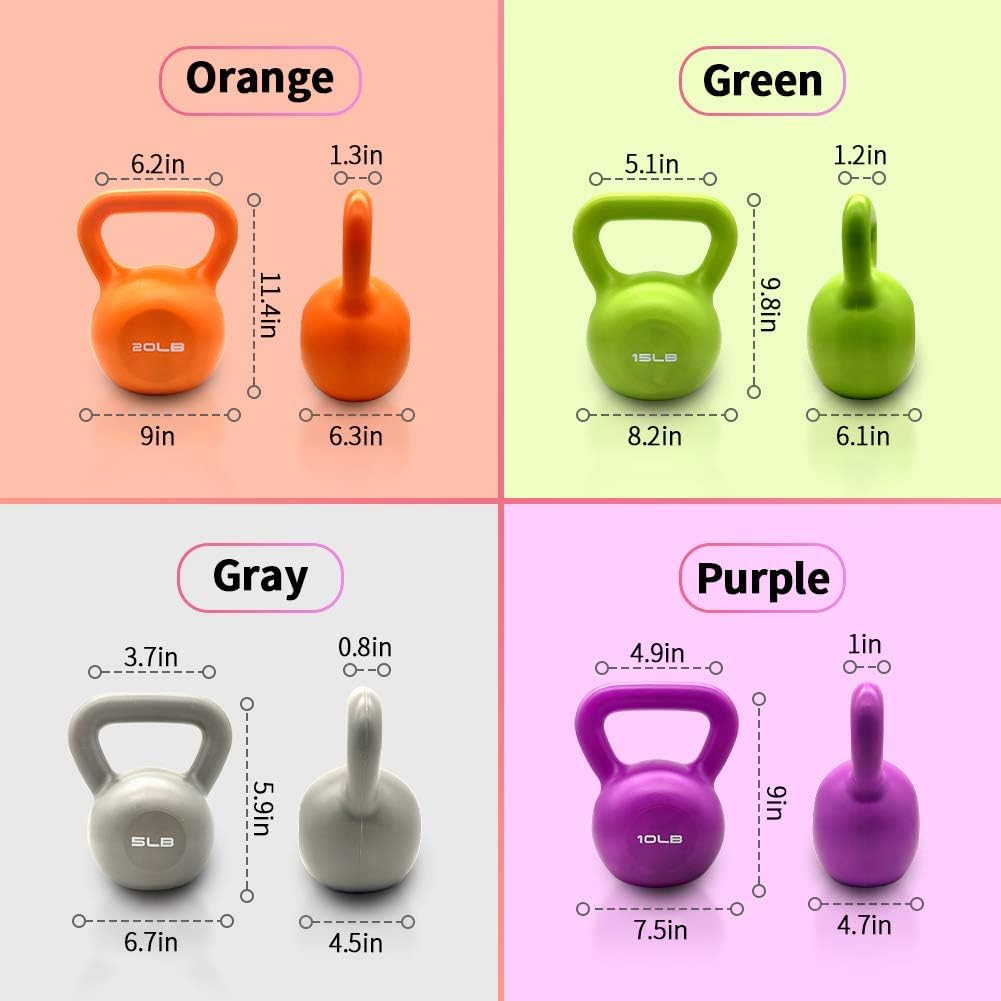 4‑Piece Vinyl Coated Kettlebell Set