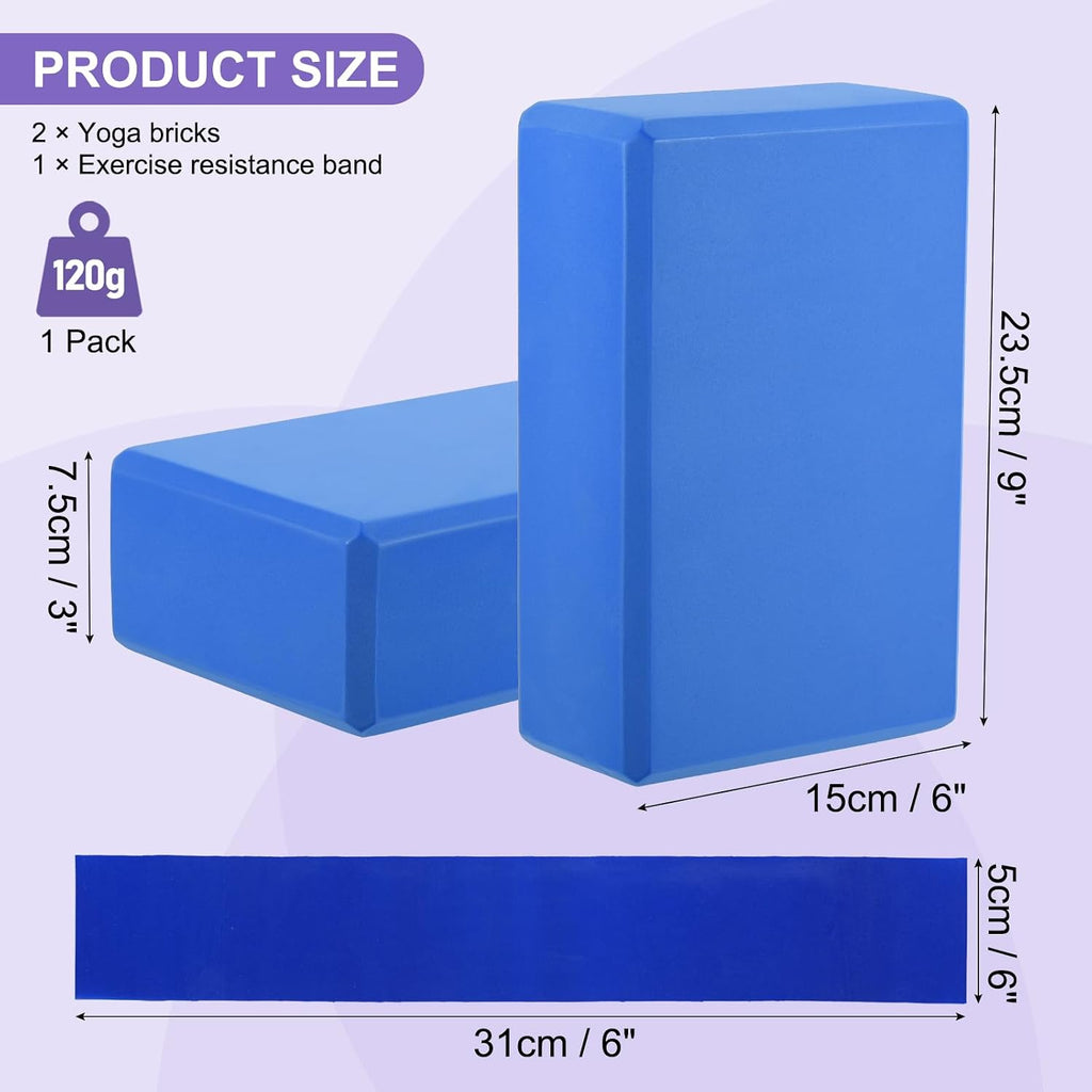 2‑Pack EVA Foam Yoga Blocks with Resistance Band Set
