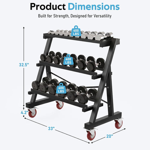 1200‑LB 3‑Tier Adjustable Weight Storage Rack