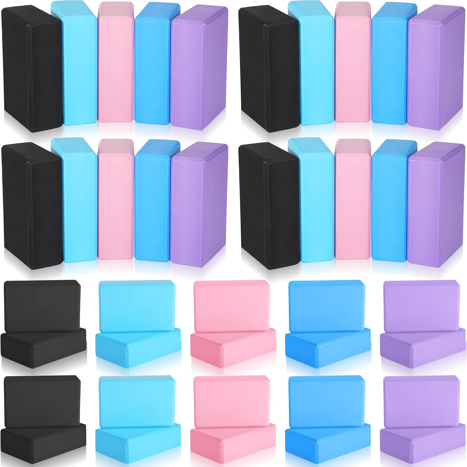 30‑Pcs Multicolor High‑Density EVA Foam Yoga Blocks