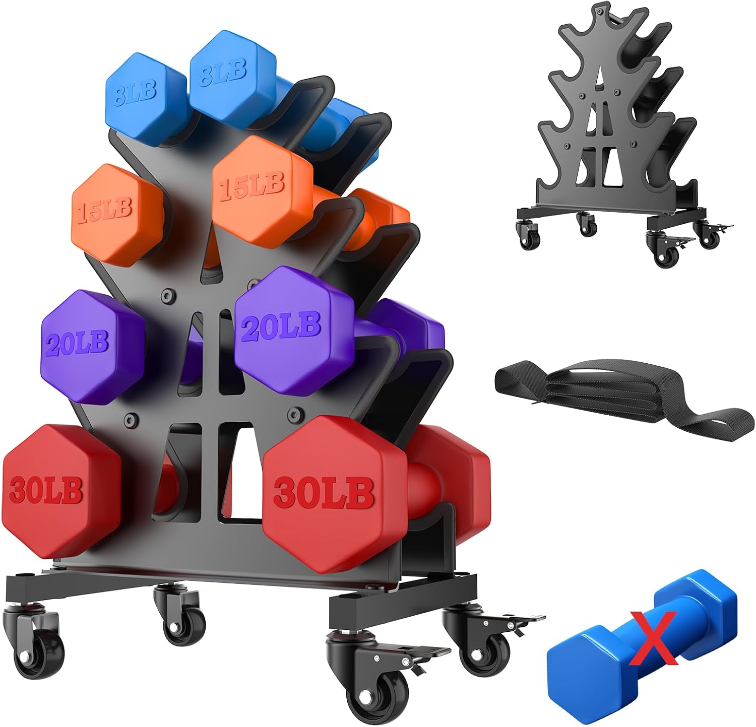 4‑5‑Tier Wheeled A‑Frame Weight Storage Rack