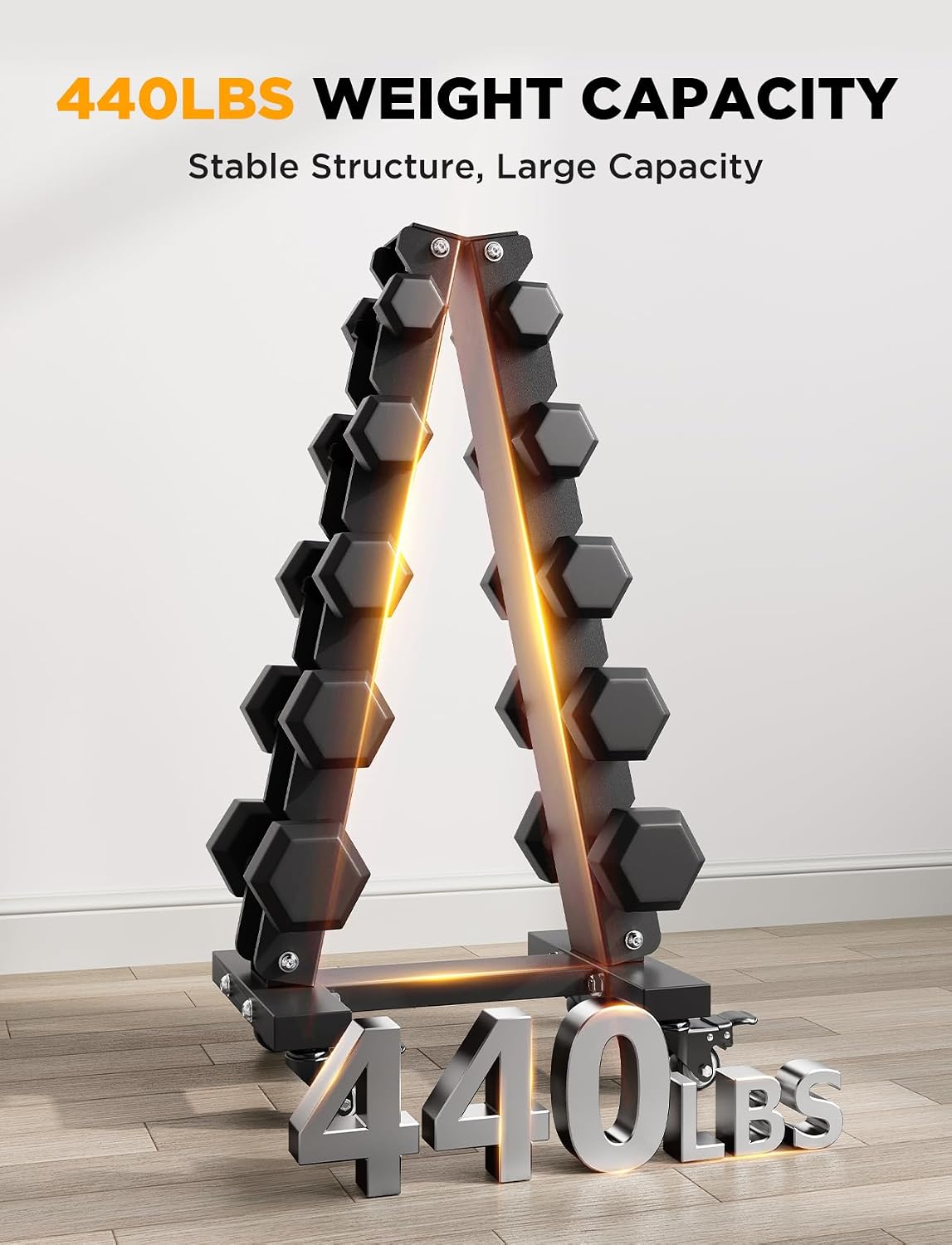 3‑5 Tier Heavy‑Duty Dumbbell Storage Rack