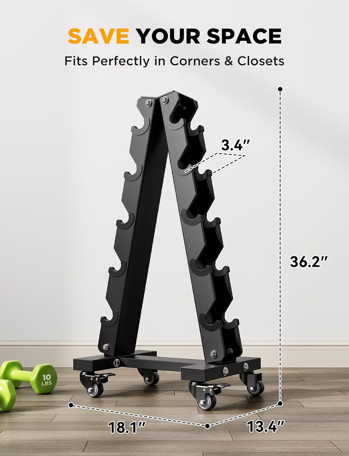 3‑5 Tier Heavy‑Duty Dumbbell Storage Rack