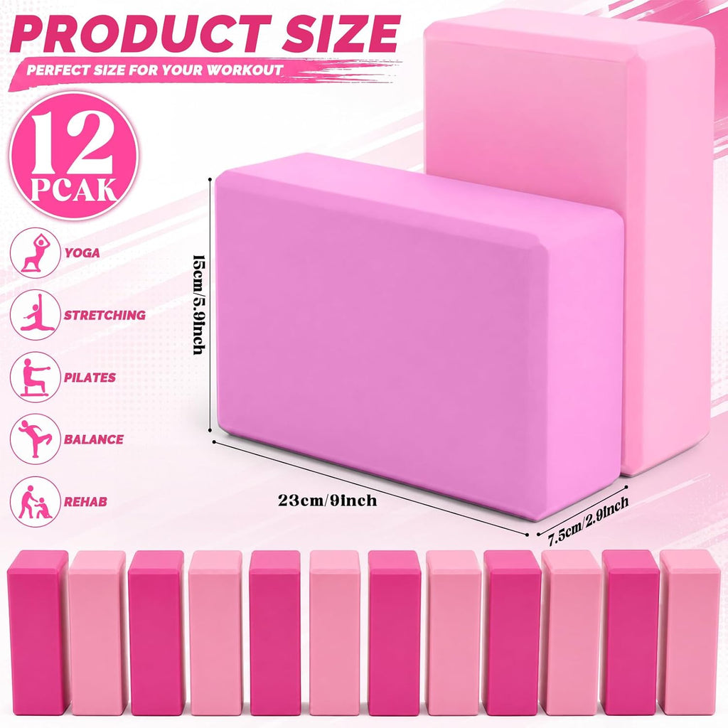12‑Pack EVA Foam Yoga Bricks