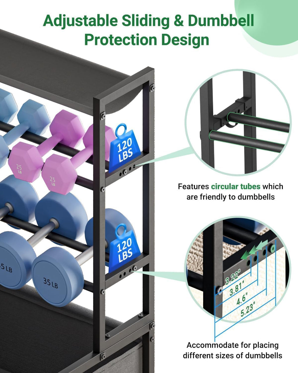 4‑Tier Movable Weight Storage Rack with Casters