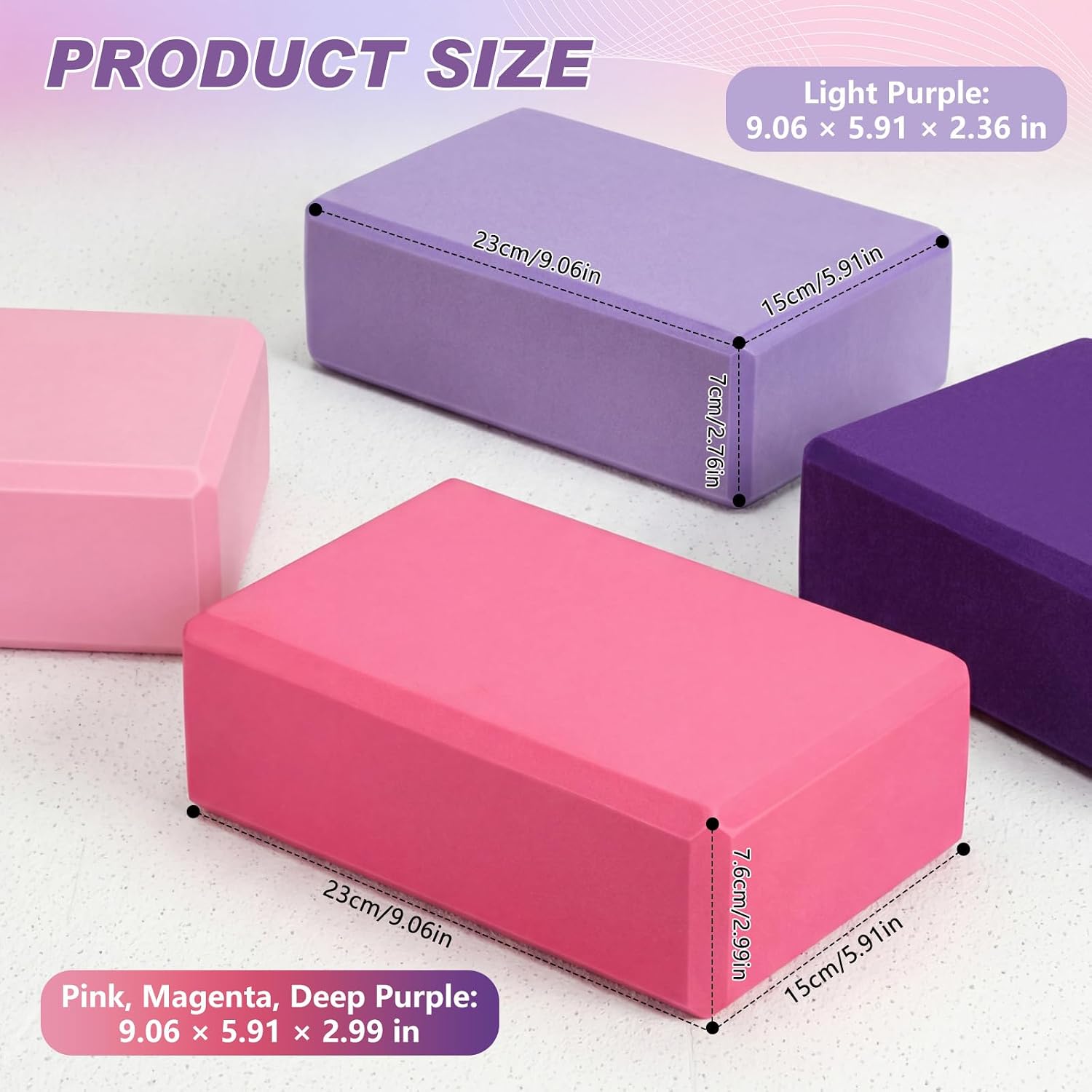 4‑Pcs Multicolor Non‑Slip EVA Foam Yoga Blocks