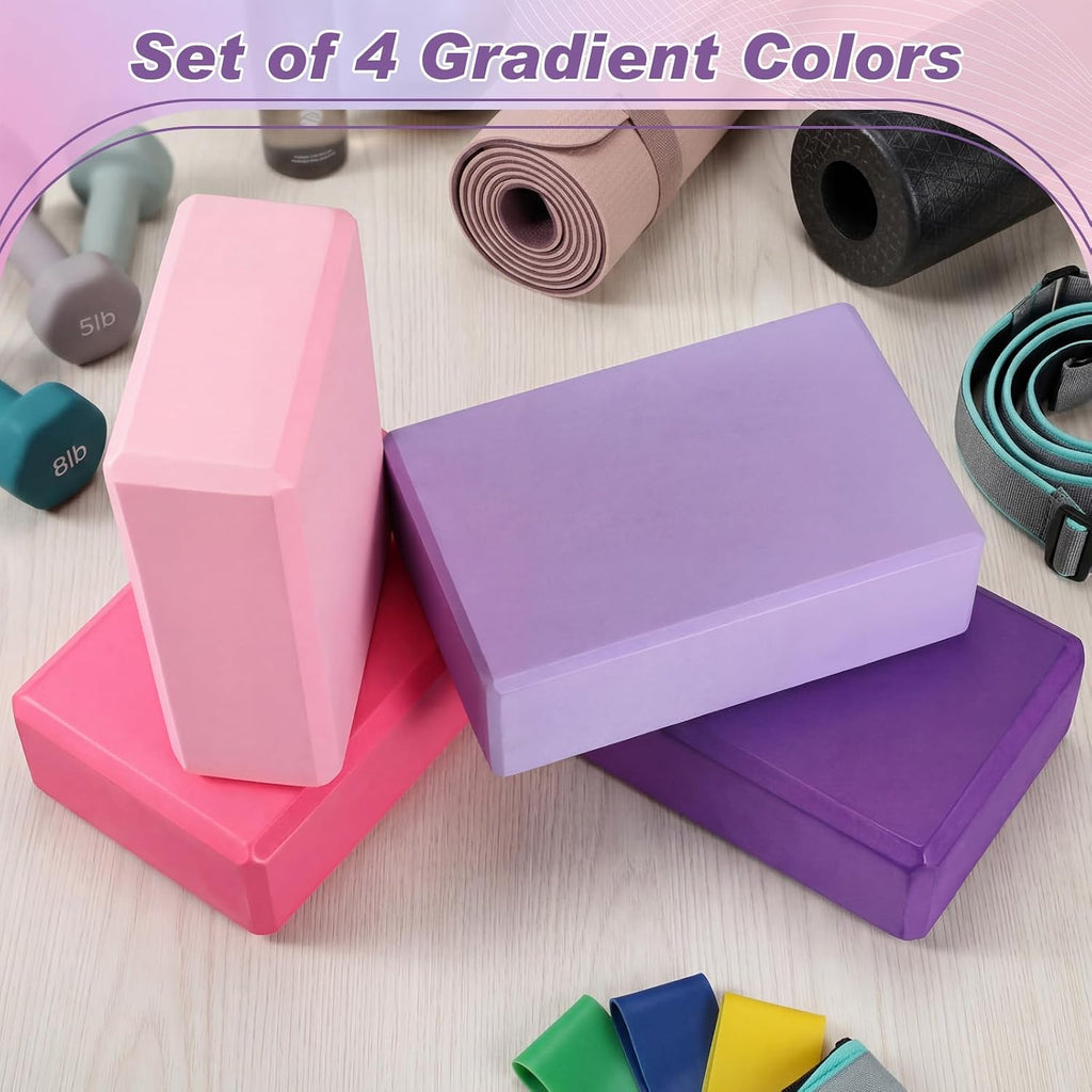 4‑Pcs Multicolor Non‑Slip EVA Foam Yoga Blocks