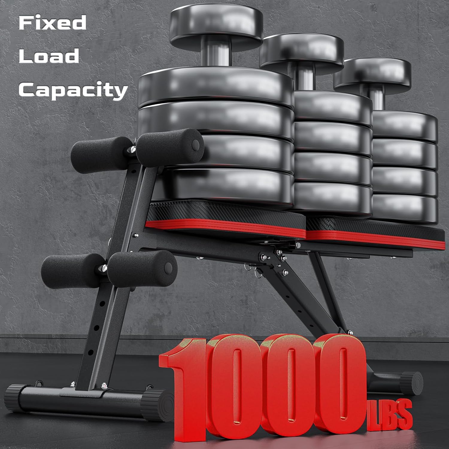 1000LBS 36‑Position Adjustable Folding Weight Bench