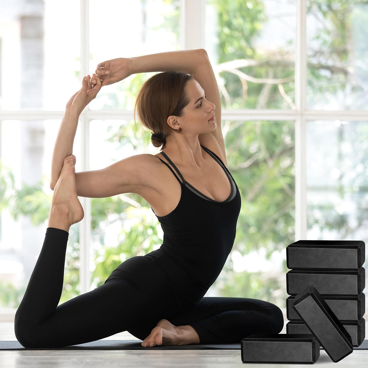 20‑Pcs Black Non‑Slip EVA Yoga Blocks
