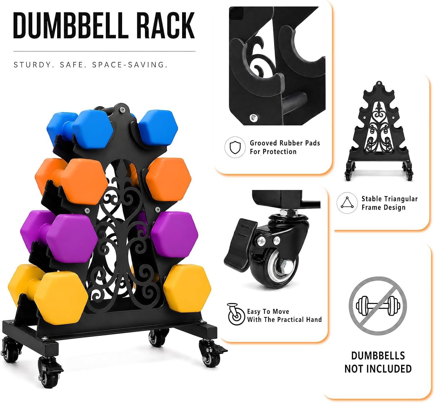 4‑Tier Wheeled A‑Frame Weight Storage Rack