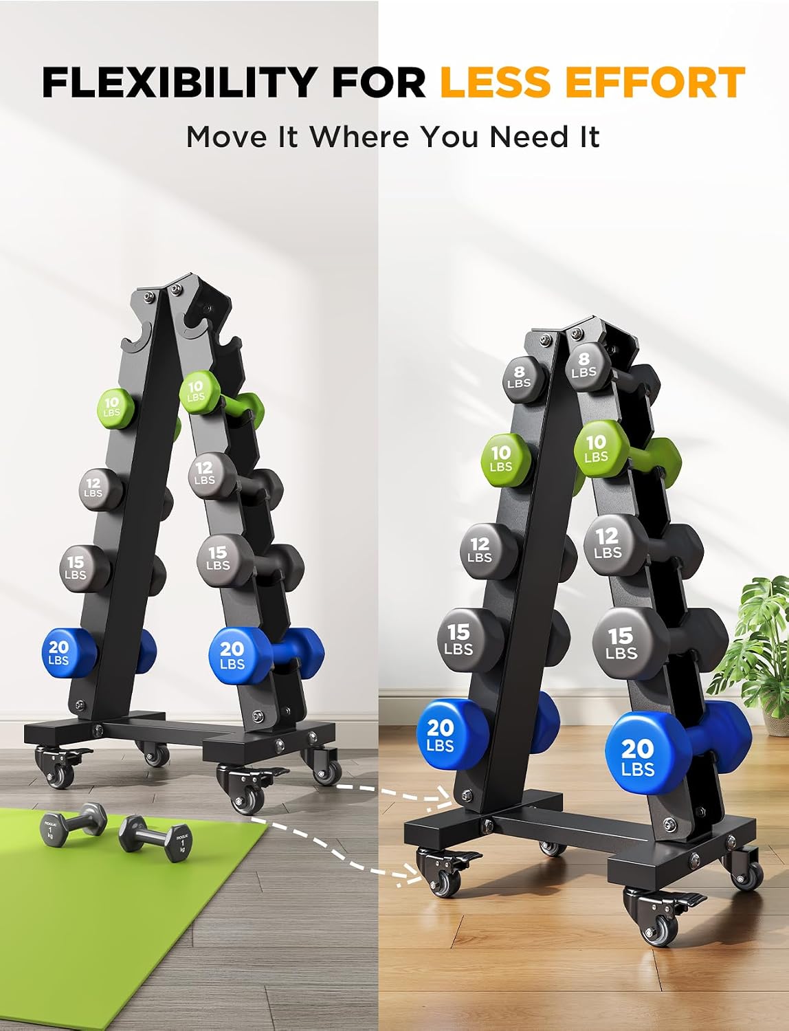 3‑5 Tier Heavy‑Duty Dumbbell Storage Rack
