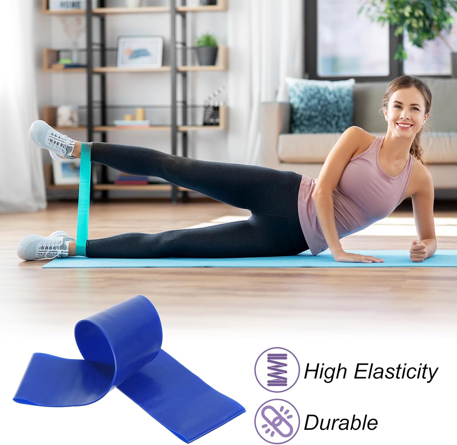 2‑Pack EVA Foam Yoga Blocks with Resistance Band Set