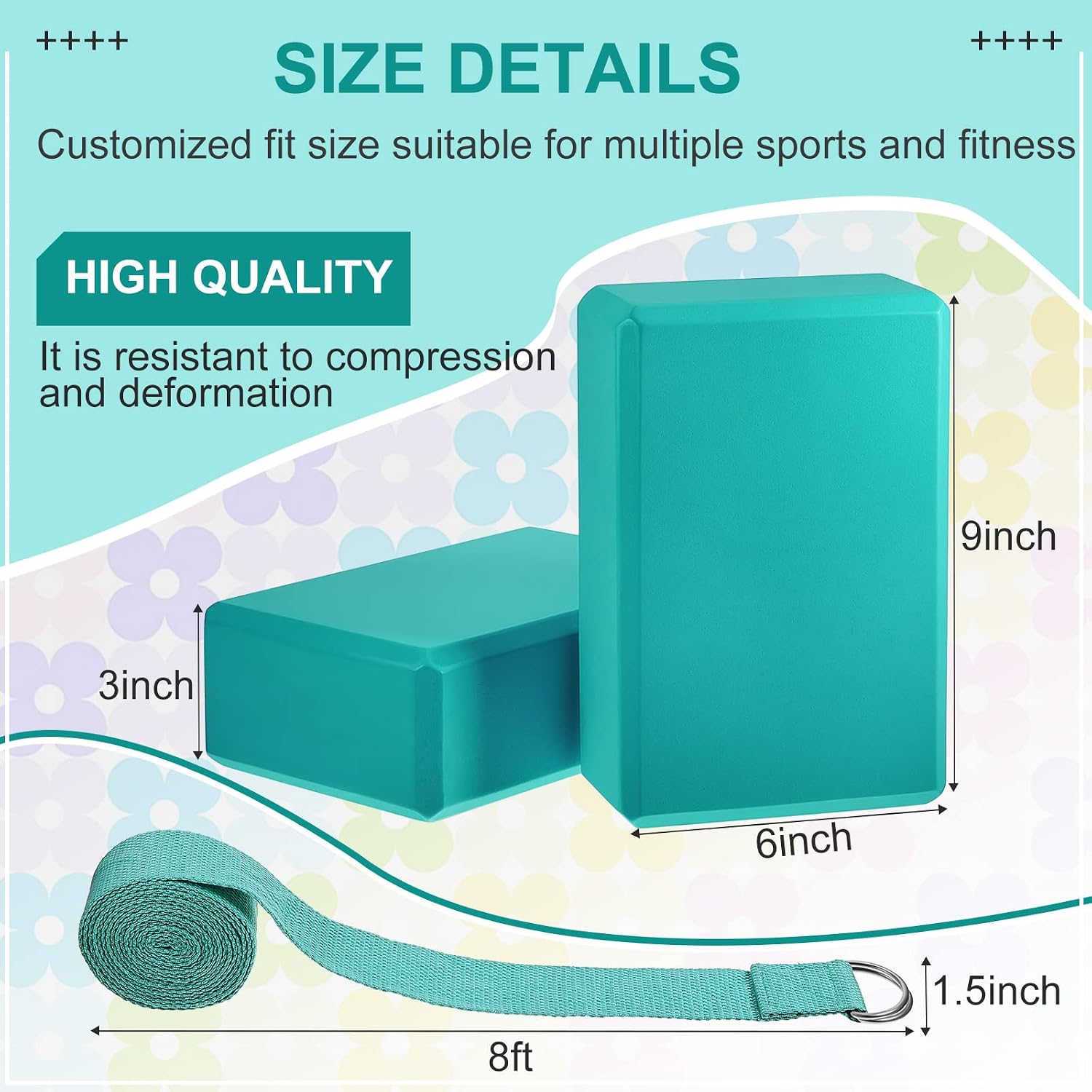 18‑Pcs EVA Foam Yoga Blocks & Adjustable Strap Set