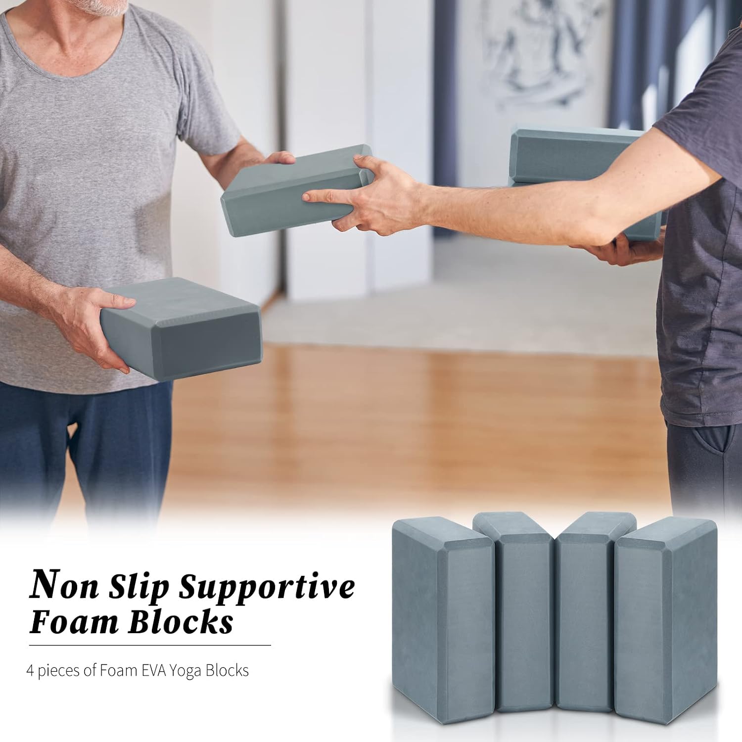 4‑Pcs Non‑Slip EVA Foam Yoga Blocks