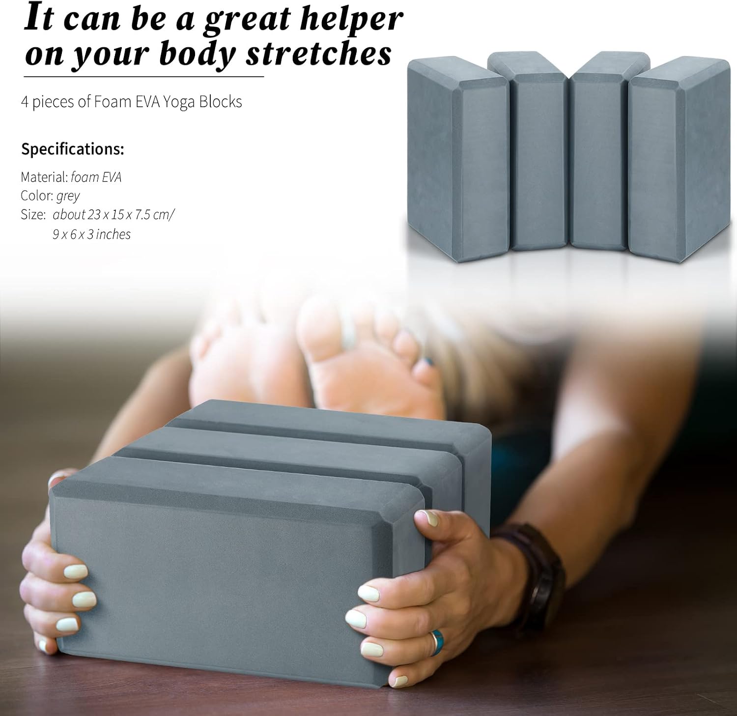 4‑Pcs Non‑Slip EVA Foam Yoga Blocks