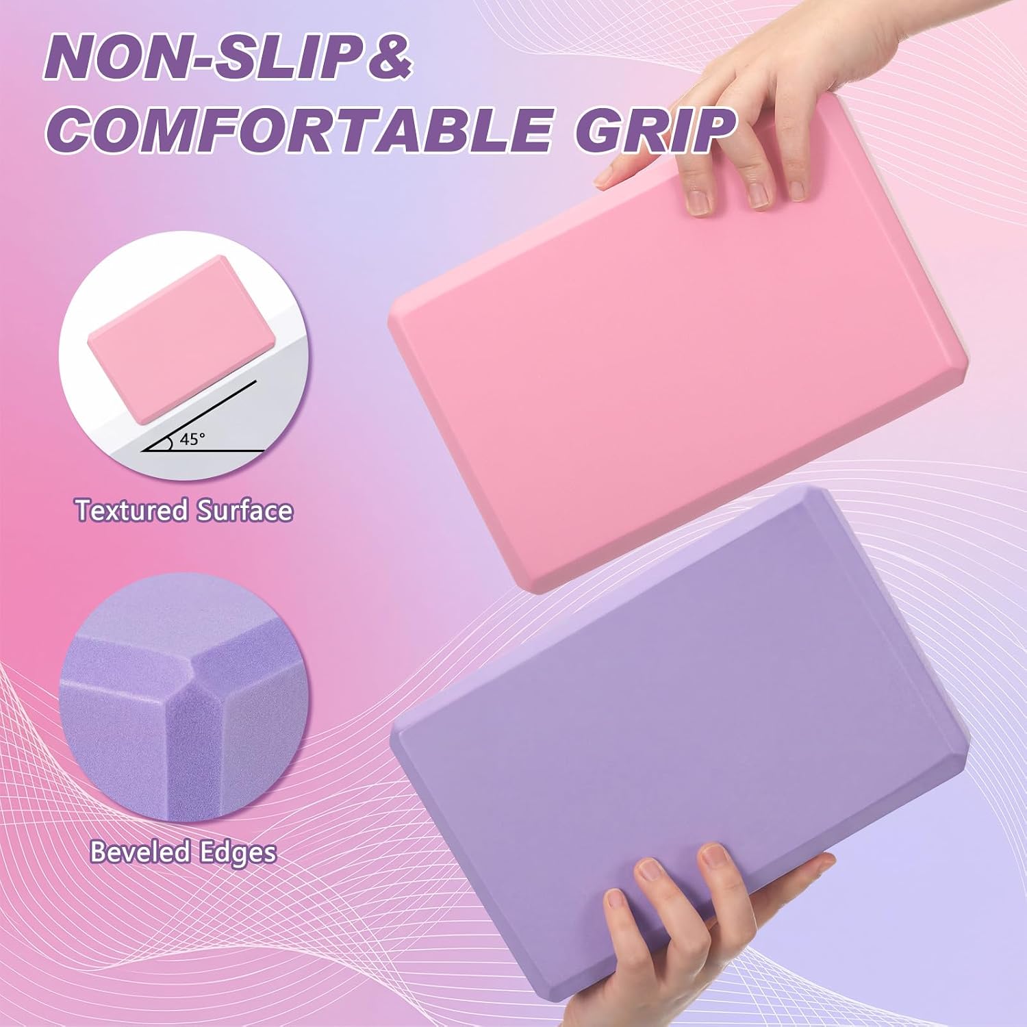 4‑Pcs Multicolor Non‑Slip EVA Foam Yoga Blocks