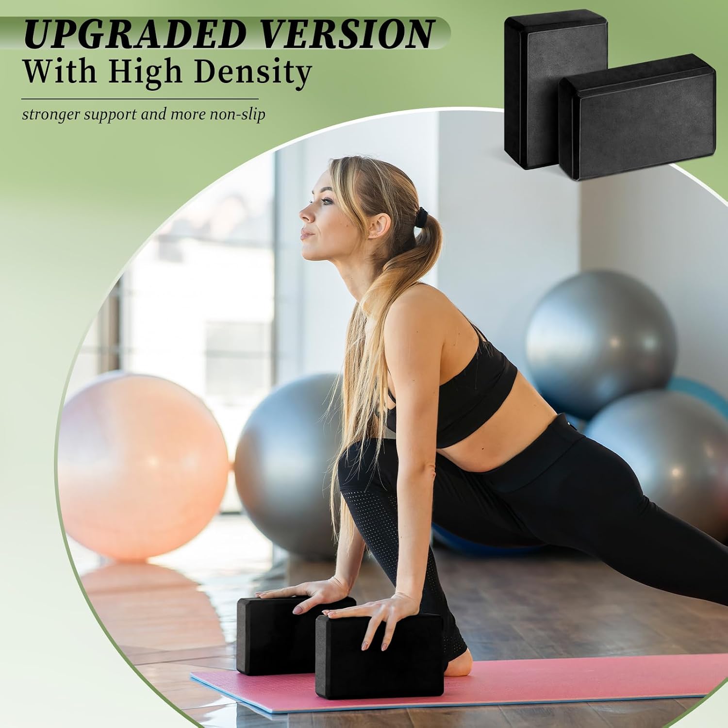 20‑Pcs Black Non‑Slip EVA Yoga Blocks