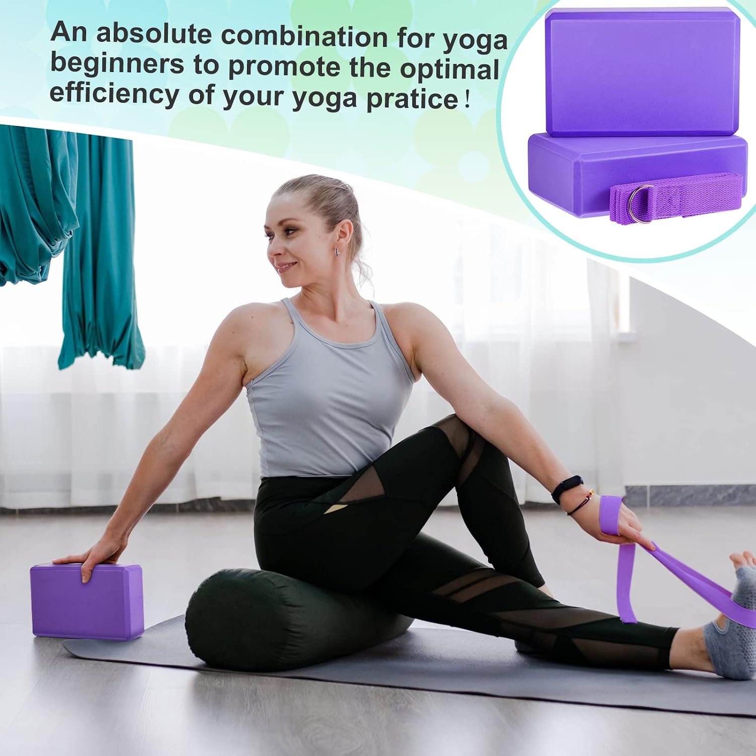 18‑Pcs EVA Foam Yoga Blocks & Adjustable Strap Set