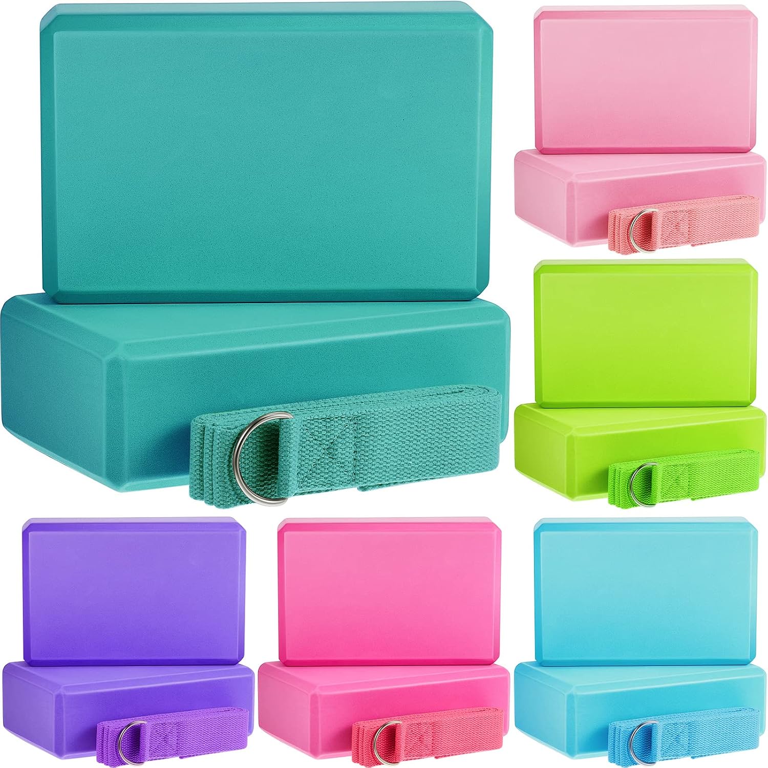 18‑Pcs EVA Foam Yoga Blocks & Adjustable Strap Set
