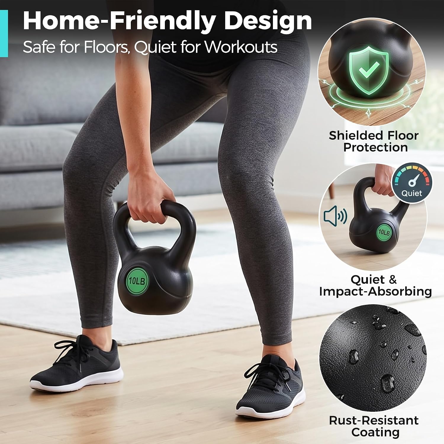 3‑Piece Wide‑Grip Flat‑Base Kettlebell Set