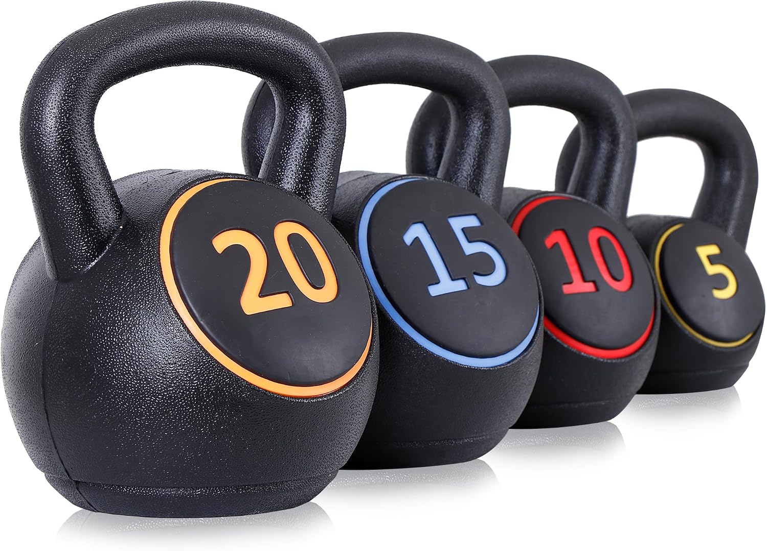 4‑Piece HDPE‑Coated Concrete Kettlebell Set