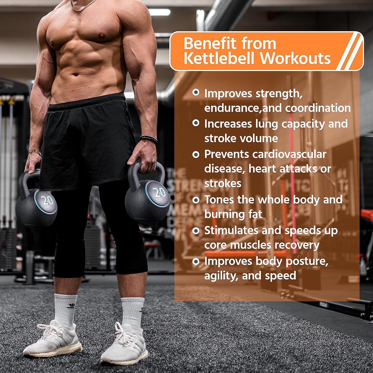 4‑Piece Black Strength Training Kettlebell Set