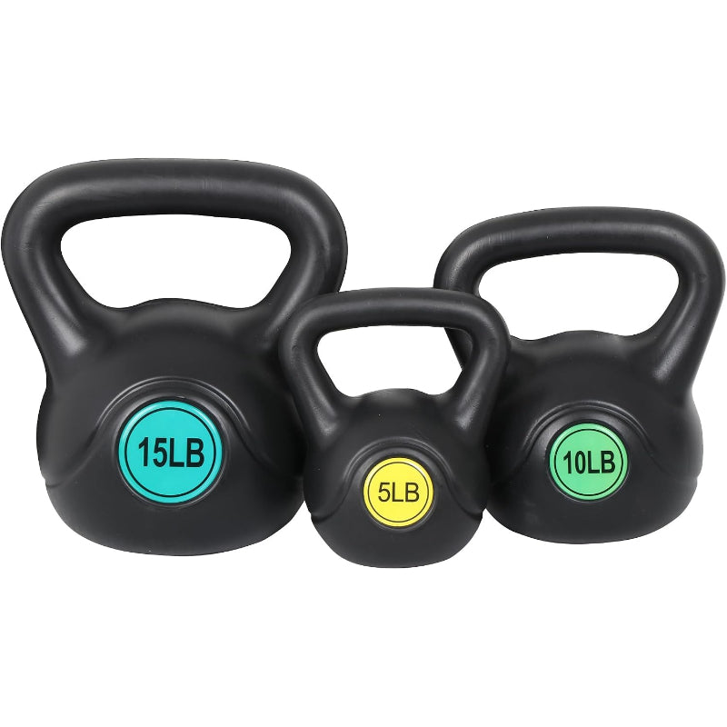3‑Piece Wide‑Grip Flat‑Base Kettlebell Set